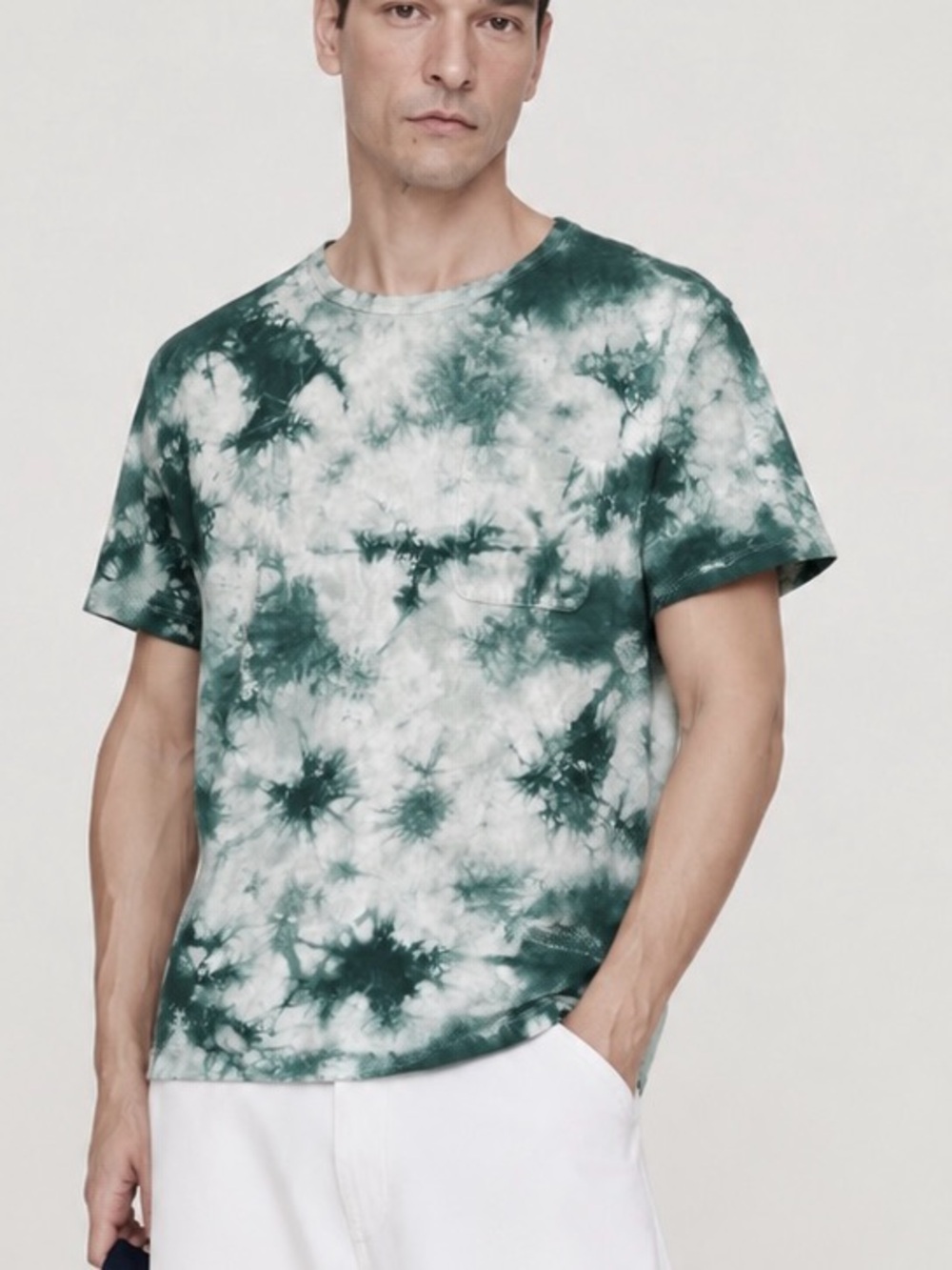 Banana Republic Tie Dye Pocket Tee Medium Green 100% Supima Cotton